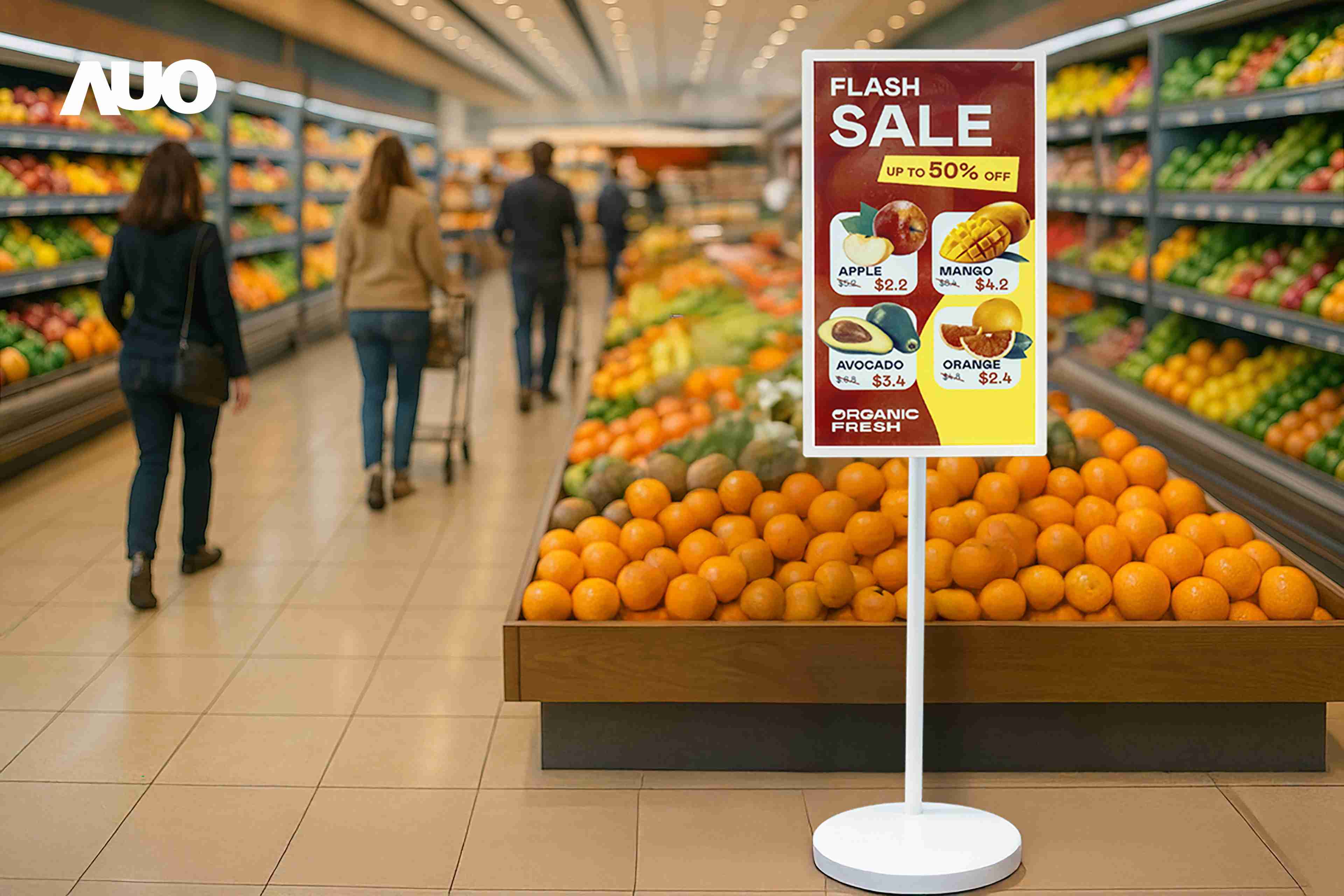 达擎首亮相低功耗、、、全彩的〝aecoPost电子纸解决方案〞，，仅在更新画面时需要微量的电力驱动，，，无需布建电线的便捷设计，，，使其可灵活应用、、、、随意置放，，并可透过云端或行动装置app，，，轻松管理及排程广告内容，，，，晋升店头营销利器。。。